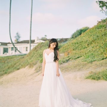 bride wedding dress gown first look beach La Jolla rancho Santa Fe wedding