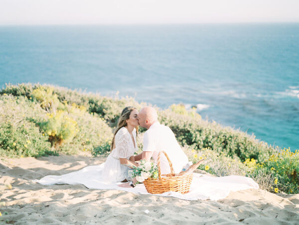 Romantic Malibu Film Wedding Photographer Ocean Laguna Beach Engagement Session Picnic